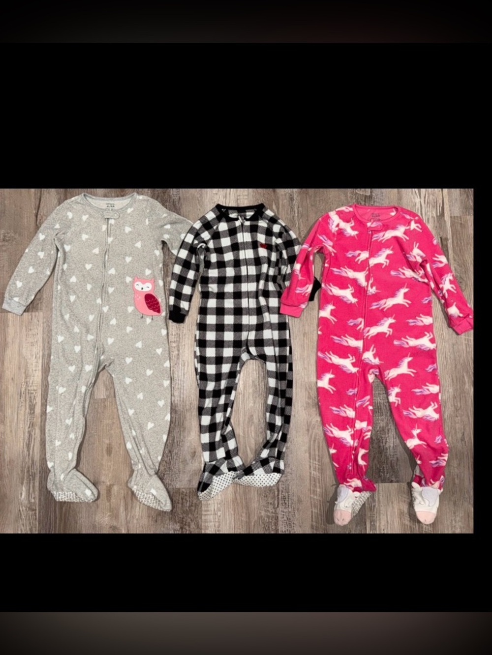 3 Pairs Girls Footed Pajamas Size 4T